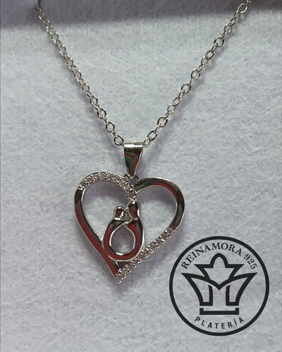 Dije Plata 925 Rodinado Oro Blanco Mama