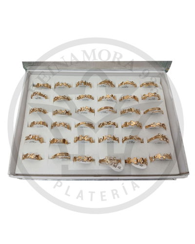 Anillo Acero Quirurgico Dorado Strass