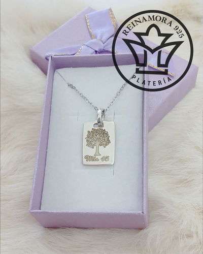Medalla Plata 925 Rectangular 20mm con Grabado Personalizado