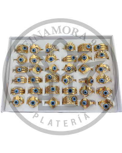 Anillo Acero Quirurgico Dorado Ojo Turco