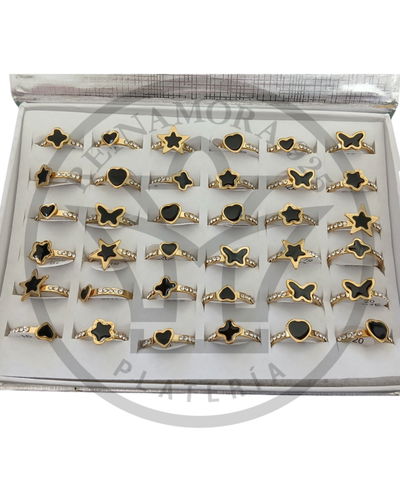 Anillo Acero Quirurgico Dorado Esmaltados