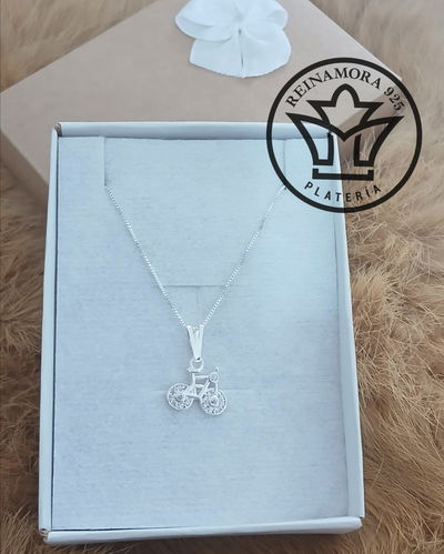 Juego Plata 925 Cadena + Dije Bicicleta Cz