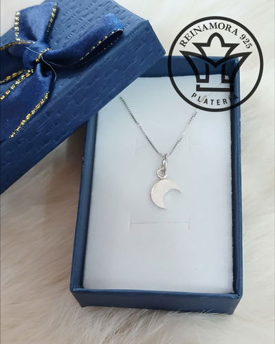 Juego Plata 925 Cadena + Dije Luna
