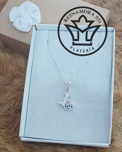 Juego Plata 925 Cadena + Dije I love you