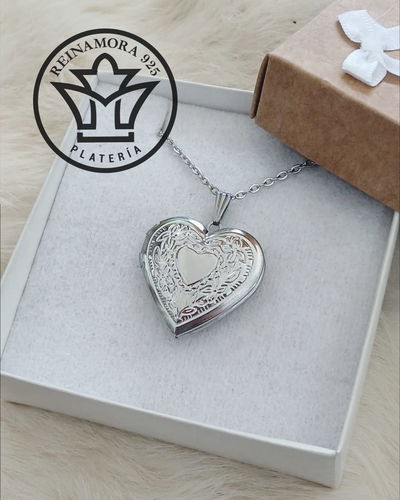 Relicario Acero Quirurgico Corazon Diseño 30x28mm +Grabado Imagen