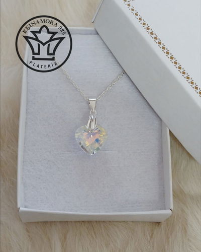 Juego Plata 925 Cadena + Dije Swarovski Triangulo 14mm