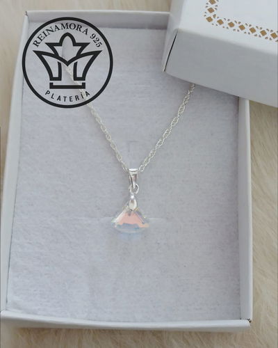 Juego Plata 925 Cadena + Dije Swarovski Triangulo 10mm