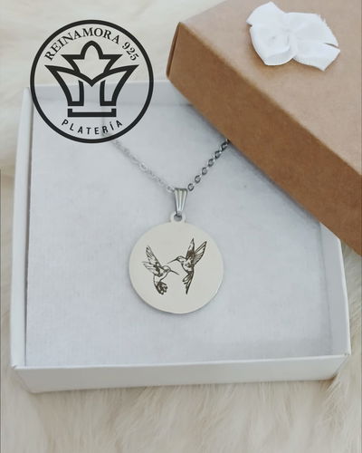 Dije Acero Quirurgico Redonda 25mm + Cadena +Grabado Logo