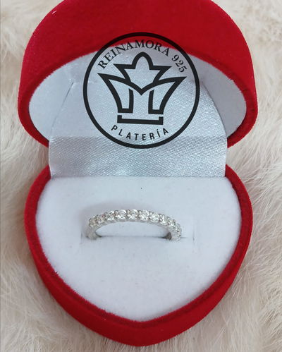 Anillo Plata 925 Medio Cintillo Cz 2mm 1.3gr