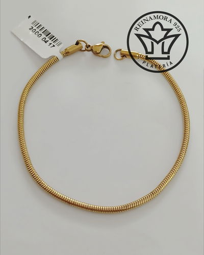 Pulsera Acero Quirúrgico Dorado Snake 3mm 