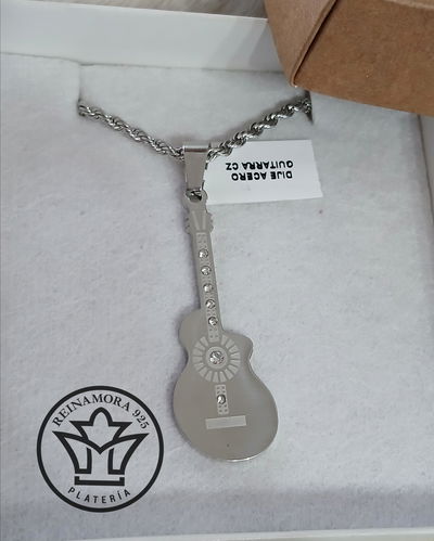 Dije Acero Quirúrgico Guitarra Cz