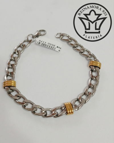 Pulsera Acero Quirúrgico Groumet Aplique 9mm