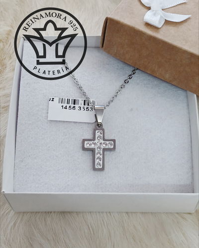 Dije Acero Quirúrgico Cruz Multistrass 20mm