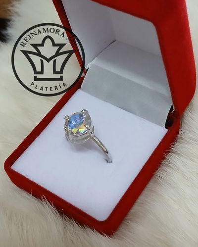 Anillo Plata 925 Cz Aurora Boreal