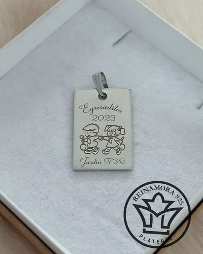 Medalla Acero Quirúrgico Rectangular 30x20mm