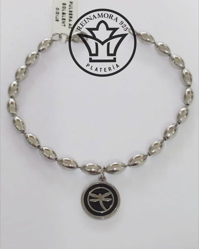 Pulsera Acero Quirúrgico Bolita/ Lenteja Con Dije