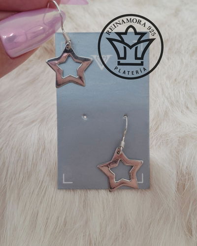 Aros Plata 925 Colgantes Estrella 24mm  1.5gr