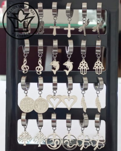 Aros Acero Quirurgico Clip con dijes
