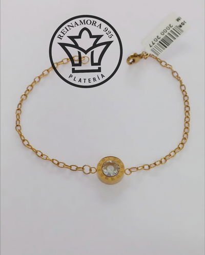 Pulsera Acero Quirúrgico Dorado Bulgari VII Cz 12MM