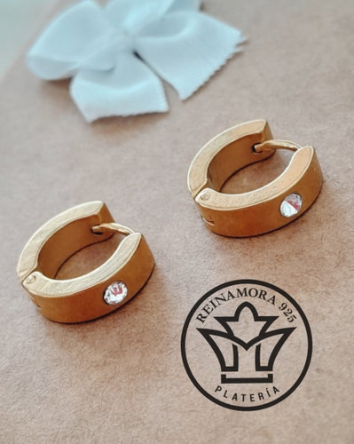Aros Acero Quirúrgico Dorado Clip Cz 13mm