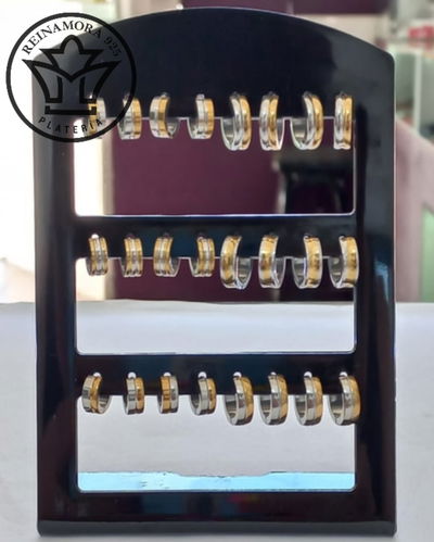 Aros Acero Quirúrgico Dorado Combinado Clip 13mm