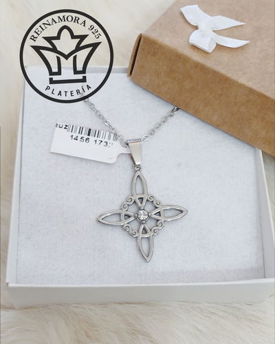 Dije Acero Quirúrgico Cz Nudo Bruja 30mm