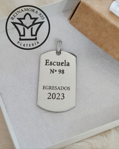 Medalla Acero Quirúrgico Rectangular 40x24mm