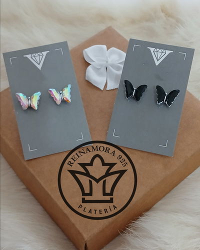 Aros Acero Quirurgico Mariposas Tornasolada