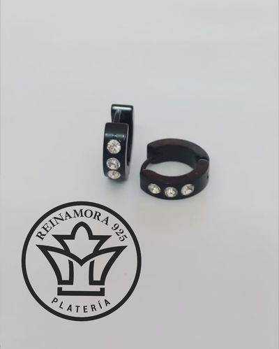 Aros Acero Quirúrgico Negros Clip Cz 13mm