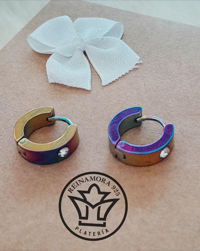 Aros Acero Quirúrgico Tornasolado Clip Cz 13mm