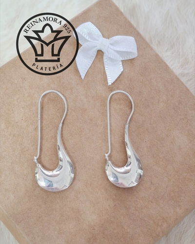 Aros Plata Argollas Cierre Ingles Gotas 37mm 2.5grs