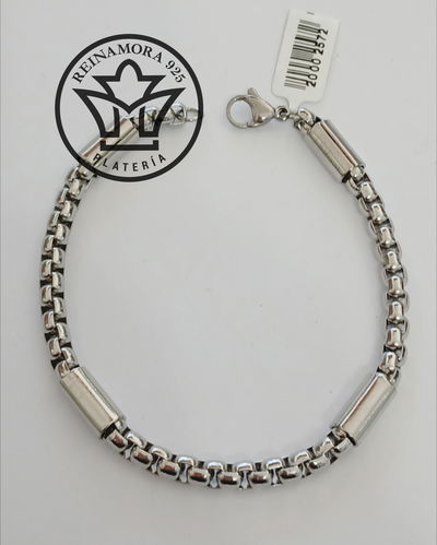 Pulsera Acero Quirúrgico Rolo Aplique Silver