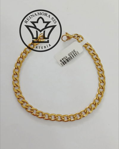 Pulsera Acero Quirúrgico Dorado Groumet 5mm 