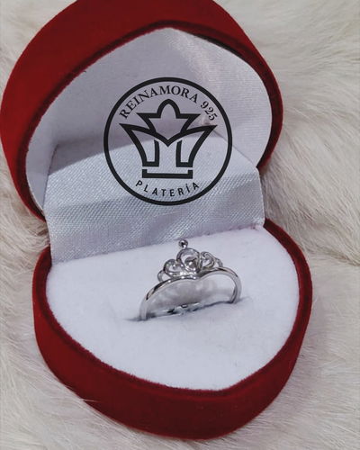 Anillo Plata 925 Rodinado Diseño Coronita Fina 1.1grs 