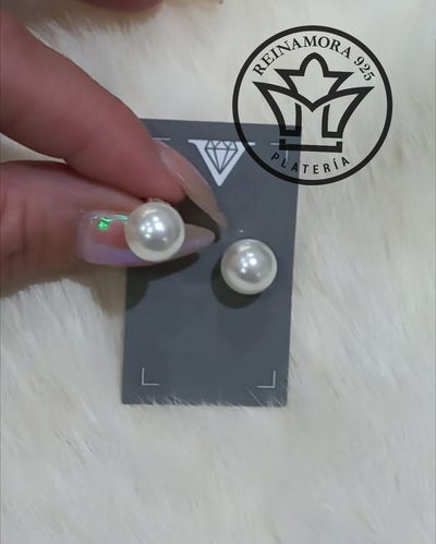 Aros Acero Quirúrgico Blanco Pasante Perlas 12mm
