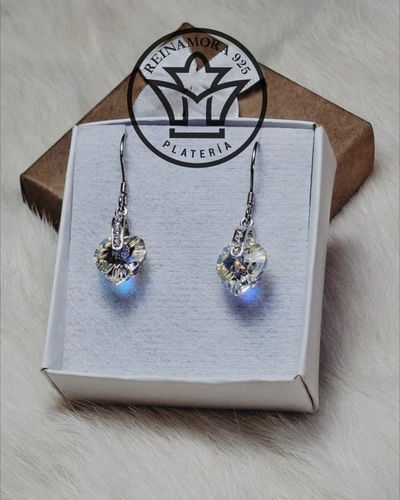 Aros Plata Colgantes Swarovski Corazón 12mm