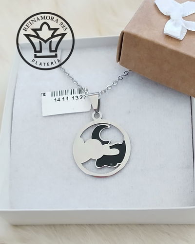 Dije Acero Quirúrgico Esmaltado Luna y Nube
