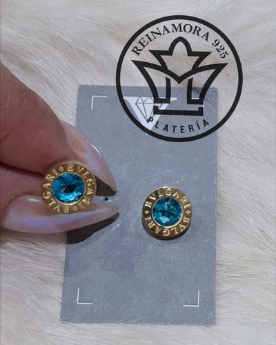Aros Plata 925 Oro Bulgari Cz Redondo 10mm 1.6gr