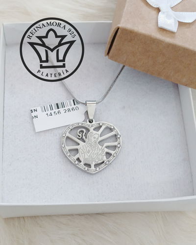 Dije Acero Quirúrgico San Benito Corazón Borde Strass 22x25mm
