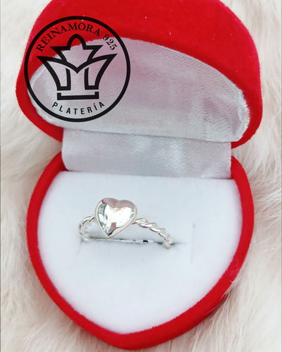 Anillo Plata 925 Corazón Estriado 1.5grs