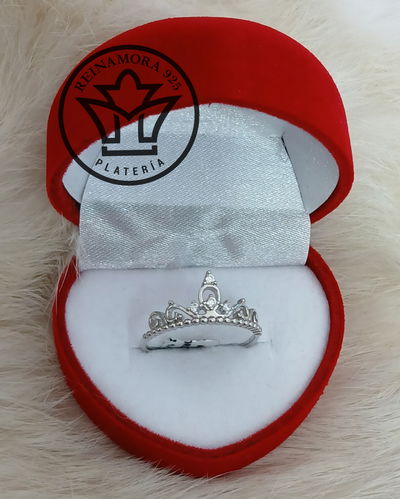 Anillo Plata 925 Rodinado Oro Blanco Corona Baja 1.4grs