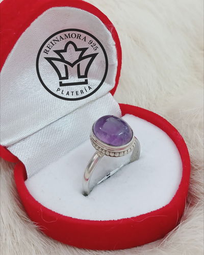 Anillo Plata 925 piedra Amatista 3.5grs