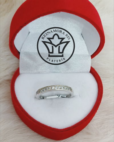 Anillo Plata 925 Rodinado Oro Blanco Medio Cintillo 1.7grs
