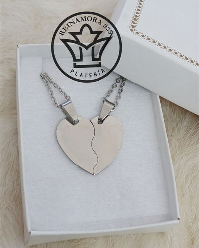 Dije Acero Quirúrgico para Compartir + 2 Cadenas + Grabados