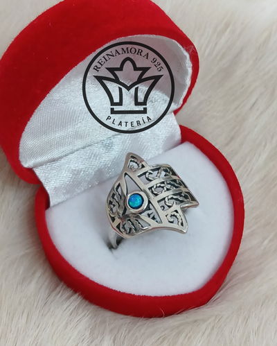 Anillo Plata 925 Rodinado oro Blanco Manito Ópalo 4grs