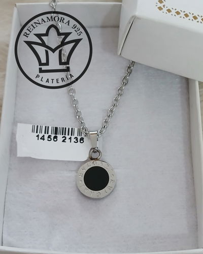 Dije Acero Quirúrgico Bulgari VII Negro 12mm