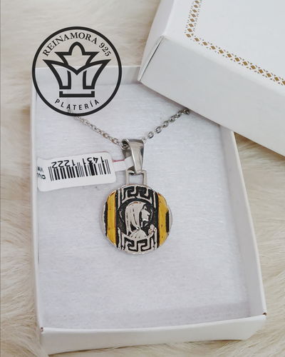 Dije Acero Quirúrgico Combinado Virgen Niña 22mm