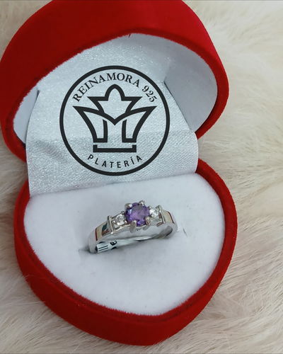 Anillo Plata 925 Rodinado Oro Blanco  Cz Solitario 2.5grs