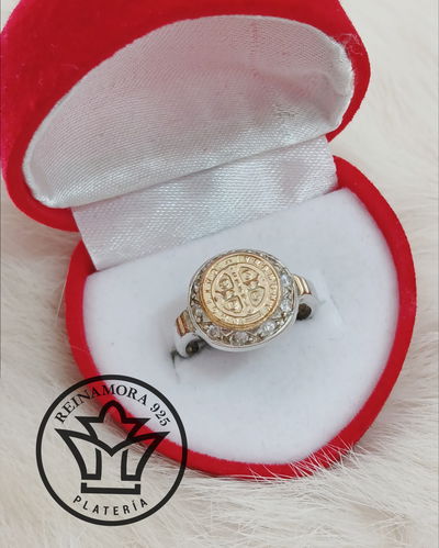 Anillo Plata 925 Oro San Benito Cz 3.5grs