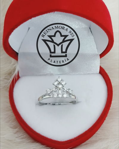 Anillo Plata 925 Rodinado Oro Blanco Corona Media Cz 1.3grs